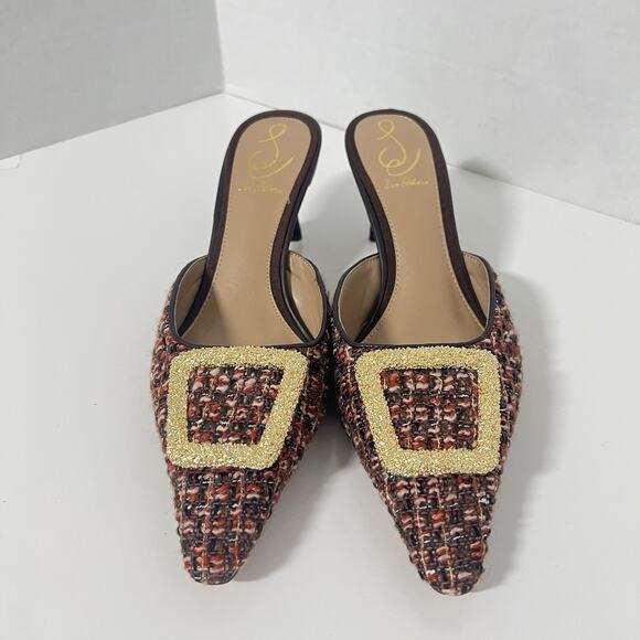 Sam Edelman Brit Kitten Heel Slip On Pointy Toe Pumps 7.5 Multi Tweed Boucle - Picture 2 of 9